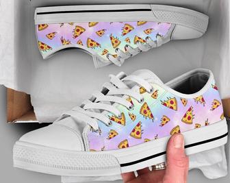 Pastel Pizza Shoes , Pizza Sneakers , Cute Shoes , Casual Shoes , Pizza Gifts , Low Top Converse Style Shoes for Womens Mens Adults - Monsterry