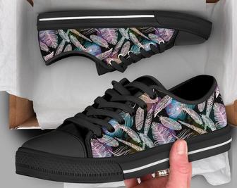 Feather Print Shoes , Feather Sneakers , Feather Women Shoes , Feather Pattern , Custom Low Top Converse Style Sneakers For Women & Men - Monsterry