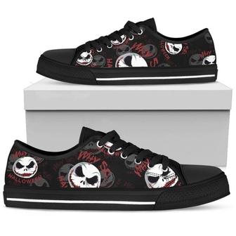 Jack Skellington Face The Nightmare Before 3 For Man And Women Gift For Fan Low Top Leather Shoes Sneakers | Favorety