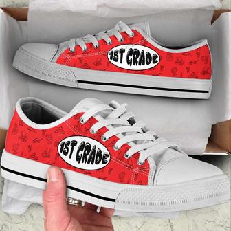 Personalized Custom Class Educational Pattern Red Low Top Shoes For Teachers - Monsterry AU