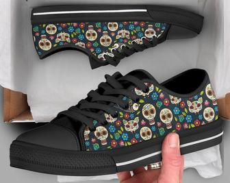 Sugar Skull Shoes , Sugarskull Sneakers , Cute Shoes , Casual Shoes , Sugarskull Gifts , Low Top Converse Style Shoes for Womens Mens Adults - Monsterry