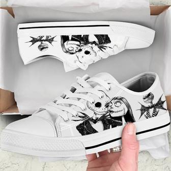 Nightmare Before Christmas Jack And Sally Low Top Shoes Jack Skellington Sneakers Halloween Gift For Fans | Favorety CA