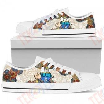 Mens Womens Snoopy On Vw Bus Low Top Shoes Custom Print Footwear Converse Sneakers | Favorety UK