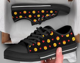 Emoji Love Shoes , Emoji Sneakers , Cute Shoes , Casual Shoes , Emoji Lover Gifts , Low Top Converse Style Shoes for Womens Mens Adults - Monsterry