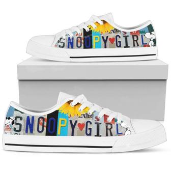 Snoopy Girl License Plate Low Top Shoes | Favorety