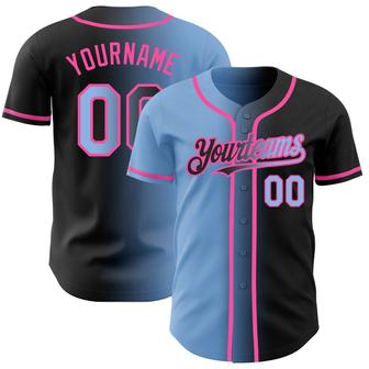Custom Black Light Blue-Pink Authentic Gradient Fashion Baseball Jersey - Monsterry CA