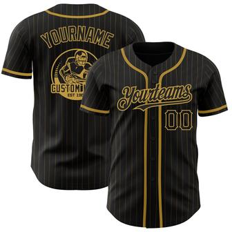 Custom Black Old Gold Pinstripe Old Gold Authentic Baseball Jersey - Monsterry