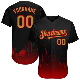 Custom Black Old Gold-Red 3D San Francisco City Edition Fade Fashion Authentic Baseball Jersey - Monsterry DE