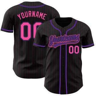 Custom Black Pink Pinstripe Pink-Purple Authentic Baseball Jersey | Favorety AU