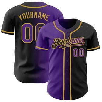 Custom Black Purple-Old Gold Authentic Gradient Fashion Baseball Jersey - Monsterry DE