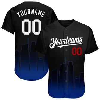 Custom Black White Royal-Red 3D Los Angeles City Edition Fade Fashion Authentic Baseball Jersey - Monsterry