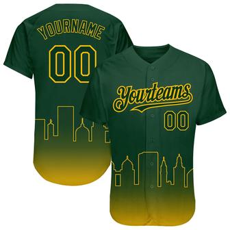 Custom Green Gold 3D Oakland City Edition Fade Fashion Authentic Baseball Jersey - Monsterry