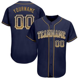 Custom Navy Old Gold-White Authentic Drift Fashion Baseball Jersey - Monsterry