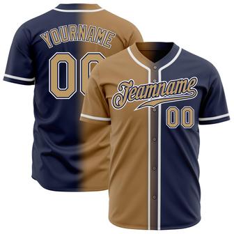 Custom Navy Old Gold-White Authentic Gradient Fashion Baseball Jersey - Monsterry