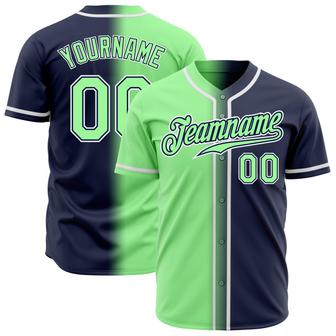 Custom Navy Pea Green-White Authentic Gradient Fashion Baseball Jersey - Monsterry CA