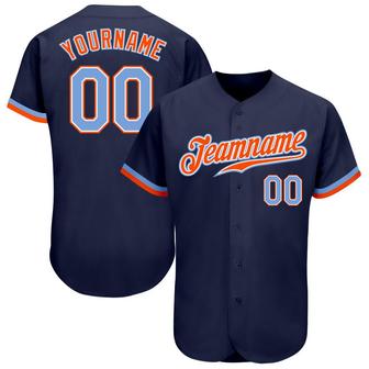 Custom Navy Powder Blue-Orange Authentic Baseball Jersey - Monsterry CA