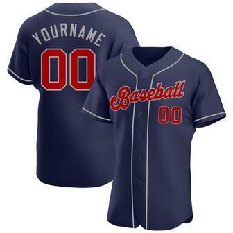 Custom Navy Red-Gray Authentic Baseball Jersey - Monsterry AU