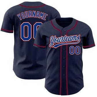 Custom Navy Royal-Red Authentic Baseball Jersey - Monsterry