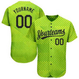 Custom Neon Green Black 3D Pattern Design Authentic Baseball Jersey - Monsterry