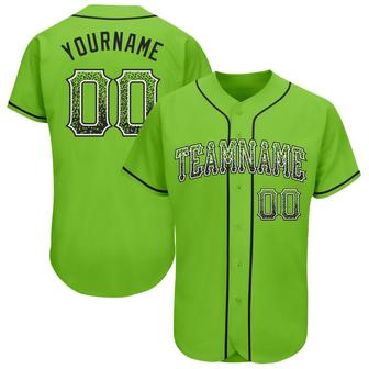 Custom Neon Green Black-White Authentic Drift Fashion Baseball Jersey - Monsterry