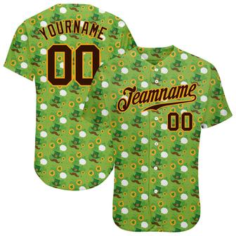 Custom Neon Green Brown-Gold 3D Pattern Design Authentic St. Patrick's Day Baseball Jersey - Monsterry AU