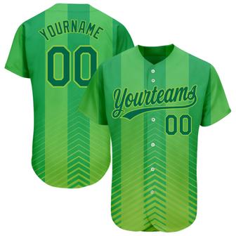 Custom Neon Green Kelly Green 3D Pattern Design Authentic Baseball Jersey - Monsterry AU