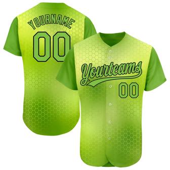 Custom Neon Green Neon Green-Black 3D Pattern Design Authentic Baseball Jersey - Monsterry UK
