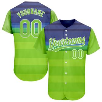 Custom Neon Green Neon Green-Royal 3D Pattern Design Authentic Baseball Jersey - Monsterry
