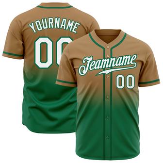 Custom Old Gold White-Kelly Green Authentic Fade Fashion Baseball Jersey - Monsterry UK