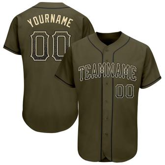 Custom Olive Black-Cream Authentic Drift Fashion Salute To Service Baseball Jersey - Monsterry