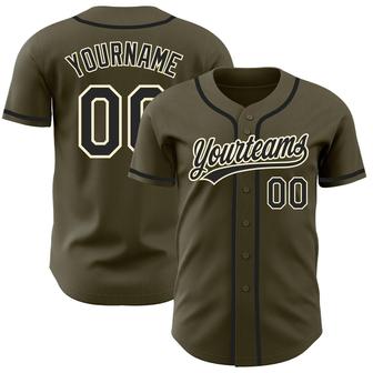 Custom Olive Black-Cream Authentic Salute To Service Baseball Jersey - Monsterry