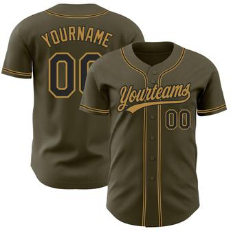Custom Olive Black-Old Gold Authentic Salute To Service Baseball Jersey - Monsterry UK