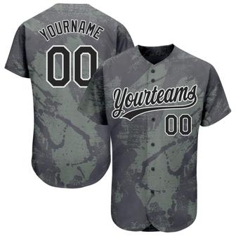Custom Olive Black-White 3D Pattern Design Authentic Salute To Service Baseball Jersey - Monsterry UK