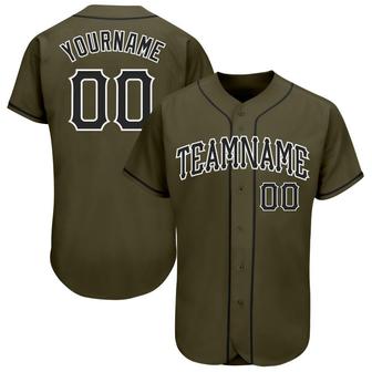 Custom Olive Black-White Authentic Salute To Service Baseball Jersey - Monsterry CA