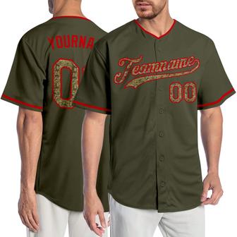 Custom Olive Cmao-Red Authentic Salute To Service Baseball Jersey - Monsterry