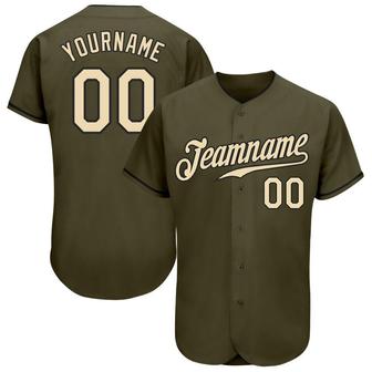 Custom Olive Cream-Black Authentic Salute To Service Baseball Jersey - Monsterry