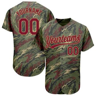 Custom Olive Crimson-Old Gold 3D Pattern Design Authentic Salute To Service Baseball Jersey - Monsterry DE