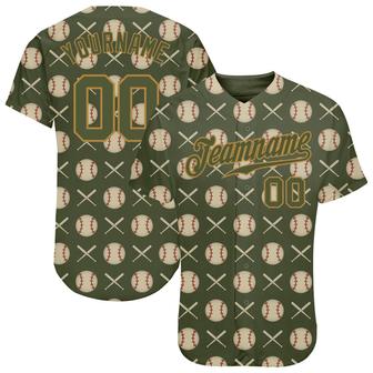 Custom Olive Olive-Old Gold 3D Pattern Design Authentic Salute To Service Baseball Jersey - Monsterry CA
