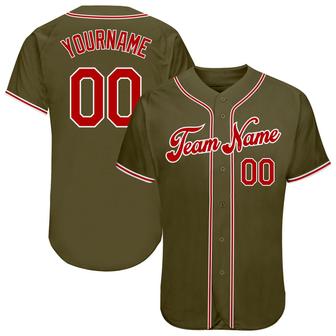 Custom Olive Red-White Authentic Salute To Service Baseball Jersey - Monsterry UK