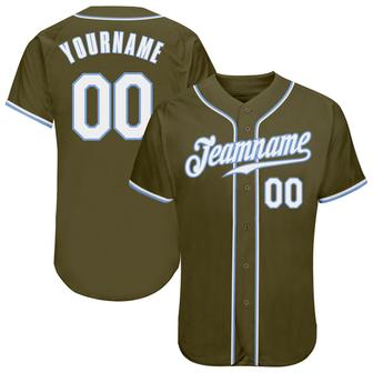 Custom Olive White-Light Blue Authentic Salute To Service Baseball Jersey - Monsterry UK