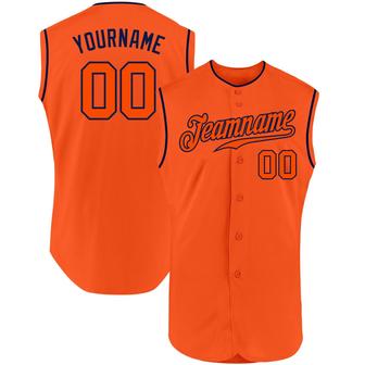 Custom Orange Orange-Navy Authentic Sleeveless Baseball Jersey - Monsterry AU