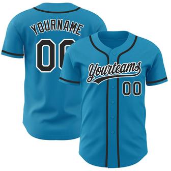 Custom Panther Blue Black-White Authentic Baseball Jersey - Monsterry AU