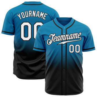 Custom Panther Blue White-Black Authentic Fade Fashion Baseball Jersey - Monsterry DE