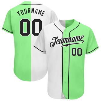 Custom Pea Green Black-White Authentic Split Fashion Baseball Jersey - Monsterry UK