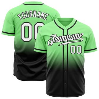 Custom Pea Green White-Black Authentic Fade Fashion Baseball Jersey - Monsterry DE