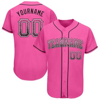 Custom Pink Black-White Authentic Drift Fashion Baseball Jersey - Monsterry