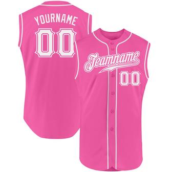 Custom Pink White Authentic Sleeveless Baseball Jersey - Monsterry AU