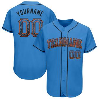 Custom Powder Blue Black-Orange Authentic Drift Fashion Baseball Jersey - Monsterry DE