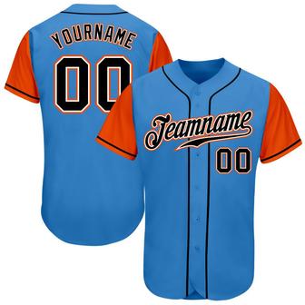 Custom Powder Blue Black-Orange Authentic Two Tone Baseball Jersey - Monsterry CA