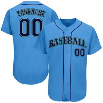 Custom Powder Blue Navy-Teal Authentic Baseball Jersey - Monsterry CA